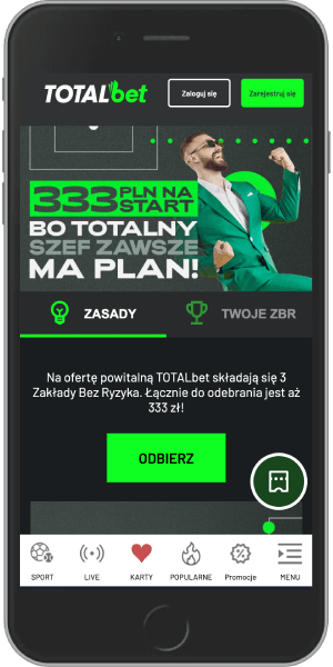 Totalbet 333 zł na start