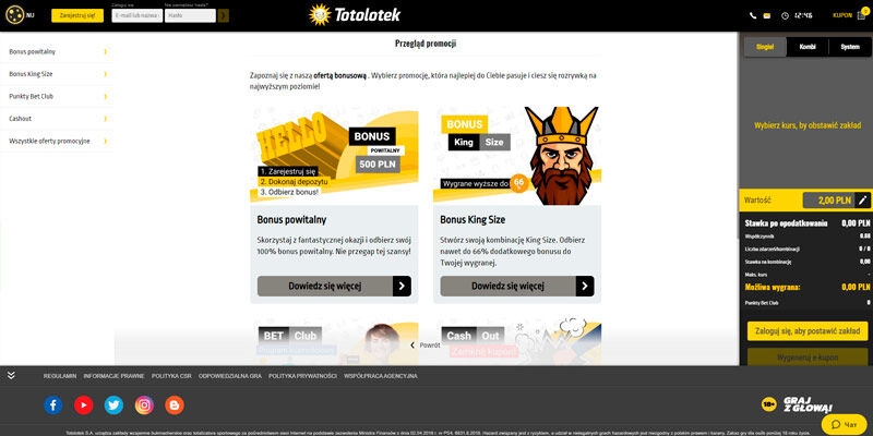 bukmacher totolotek - strona promocyjna