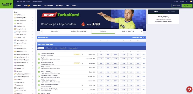 Glowna stron sportu u forBET