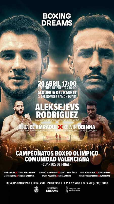 Plakat z walką Aleksejevs vs Rodriguez