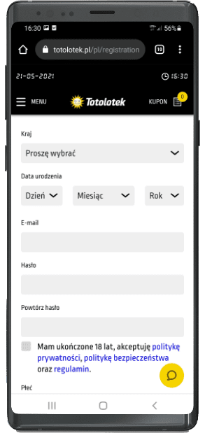E-mail rejestracyjny Totolotka